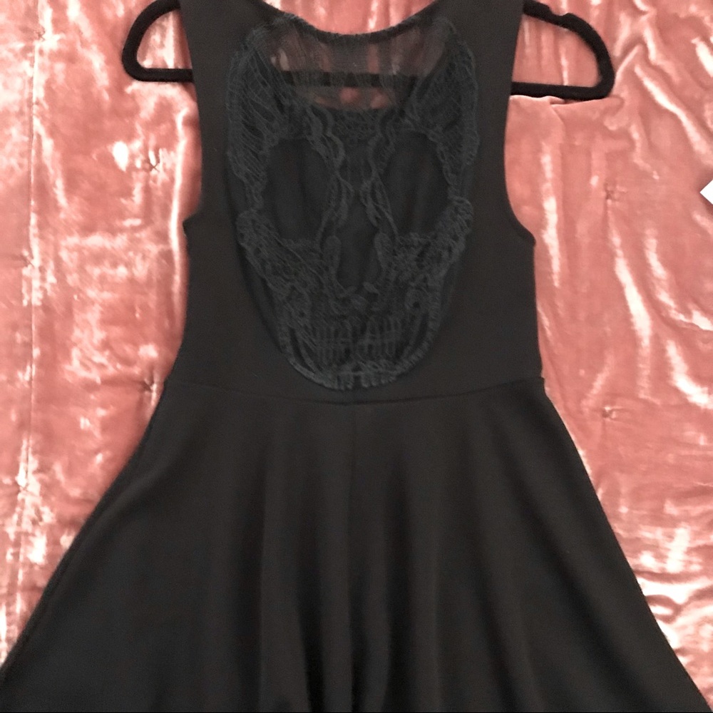 Skeleton lace skull goth black skater LBD